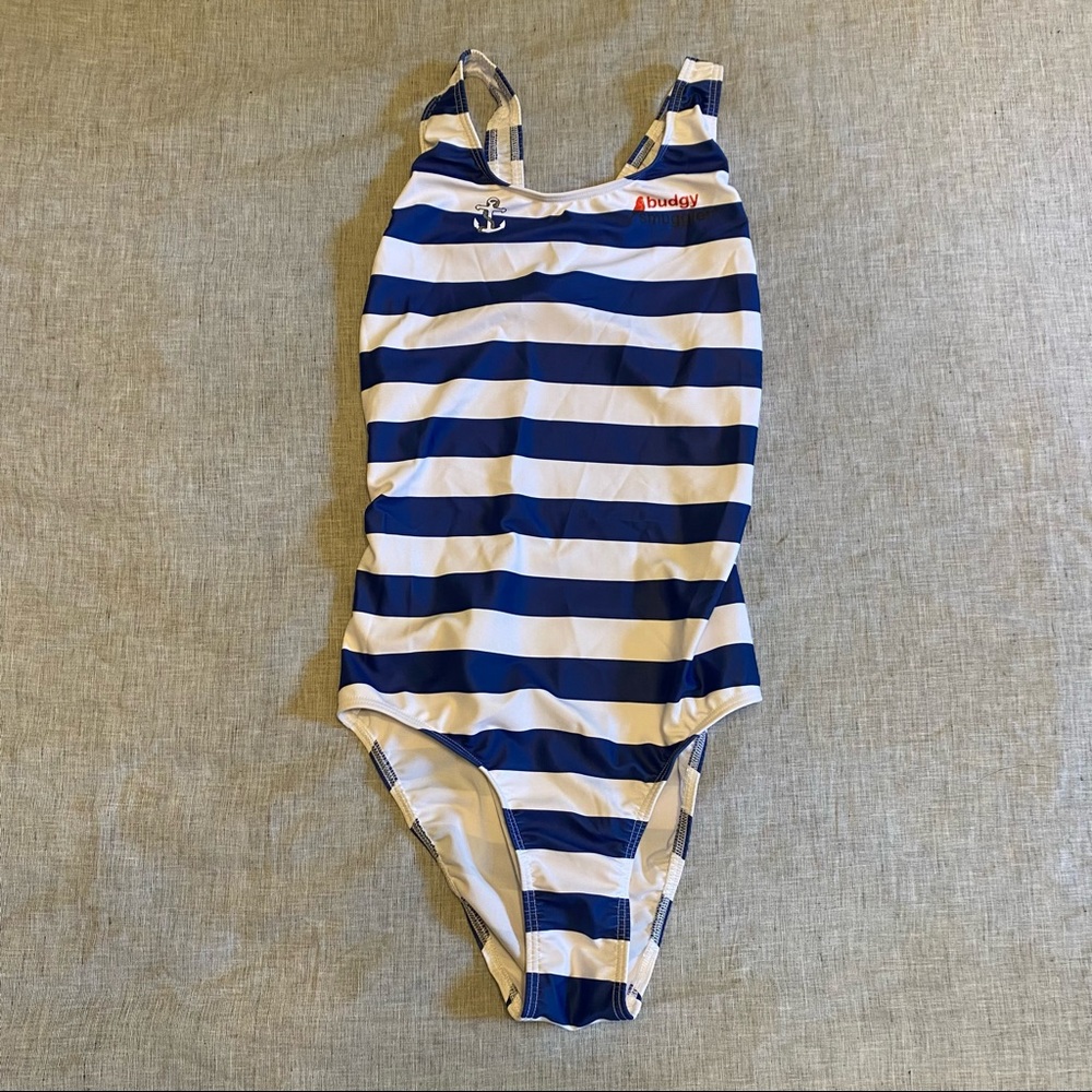 Budgy Smuggler striped one piece swimming suit